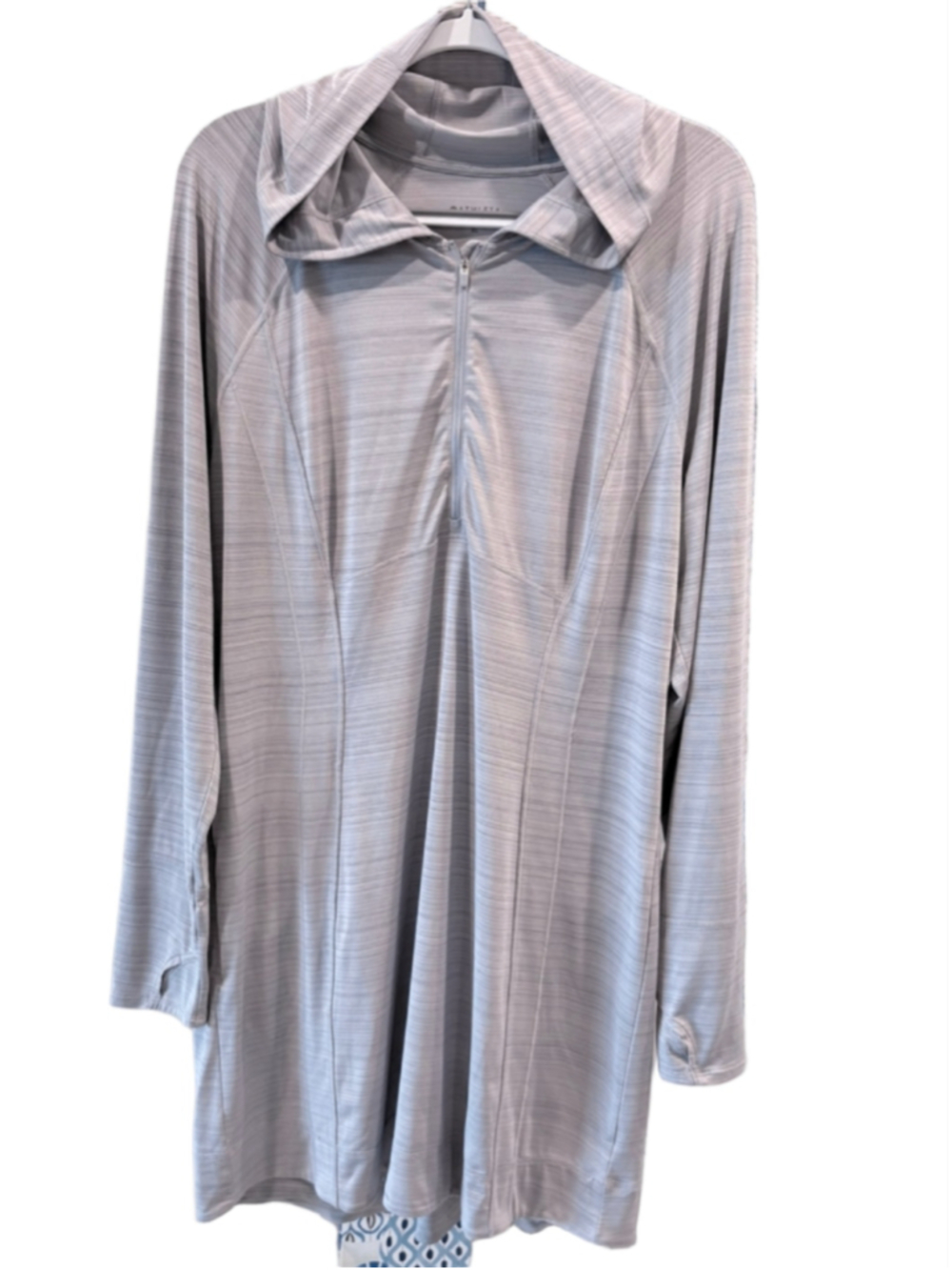 Athleta XL Light Gray Hooded Quarter-Zip Sun Cover Tunic Dress